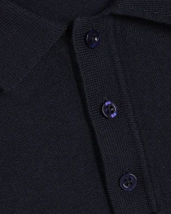 Navy Slim Fit Knitted Polo Shirt
