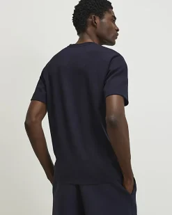 Navy Slim Fit Midweight V Neck T-Shirt