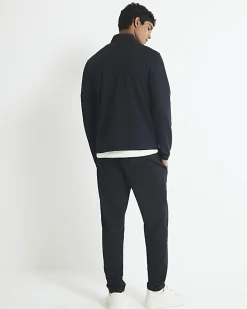 Navy Slim Fit Pique Pintuck Joggers