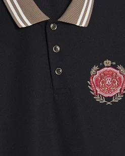 Navy Slim Fit Tipped Crest Polo Shirt