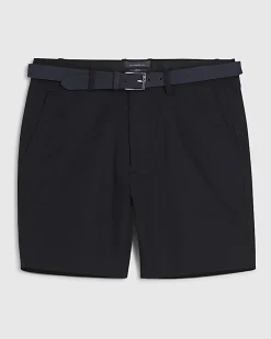 Navy Slim Stretch Chino Short with Belt