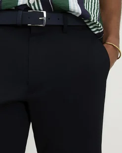 Navy Slim Stretch Chino Short with Belt