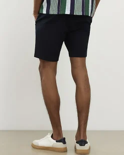 Navy Slim Stretch Chino Short with Belt