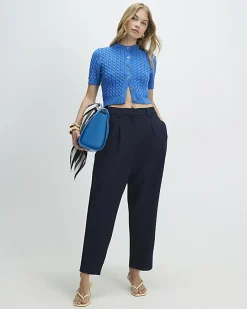 Navy Straight Leg Trousers
