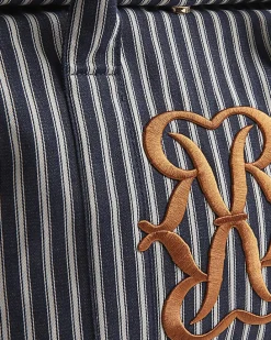 Navy Striped Roll Top Bag