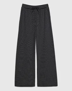 Navy Striped Wide Leg Trousers