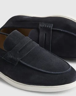 Navy Suede Loafers