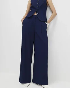 Navy Wide Leg Trousers