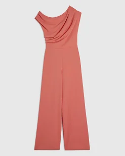 Orange Asymmetric Draped Jumpsuit
