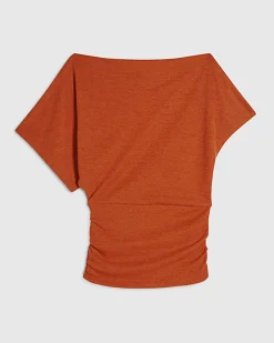 Orange Banded Hem Drape Top