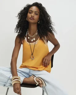 Orange Burnout Tank Top