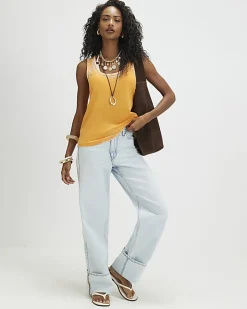 Orange Burnout Tank Top