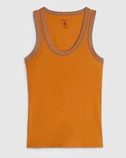 Orange Cotton Whipstitch Tank Top