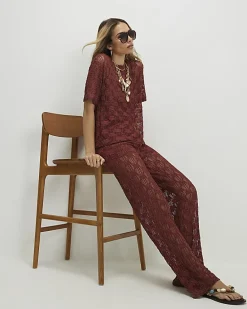 Orange Crochet Lace Trousers