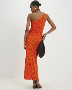 Orange Devore Maxi Skirt