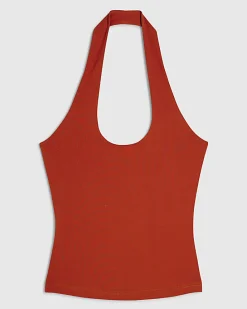 Orange Halter Neck Tank Top