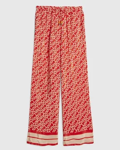 Orange Monogram Print Beach Trousers