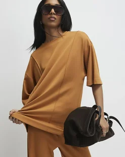 Orange Oversized Seam Front T-Shirt