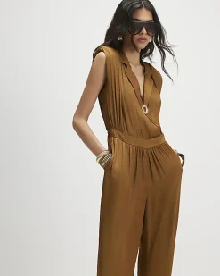 Orange Satin Balloon Leg Jumpsuit