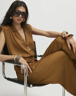 Orange Satin Balloon Leg Jumpsuit