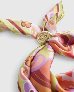 Orange Satin Paisley Print Scarf