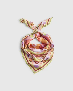 Orange Satin Paisley Print Scarf