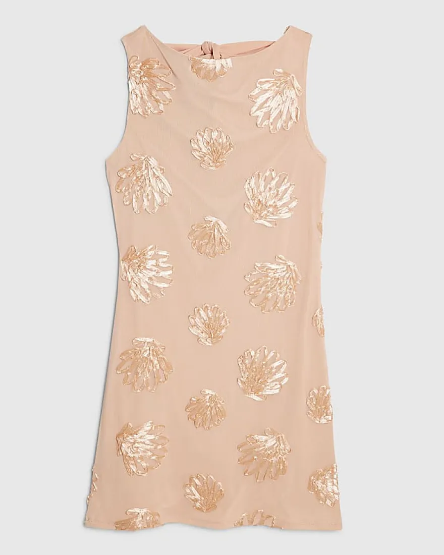 Orange Sleeveless Cornelli Shell Mini Dress