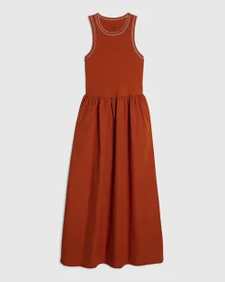 Orange Sleeveless Whipstitch Maxi Dress