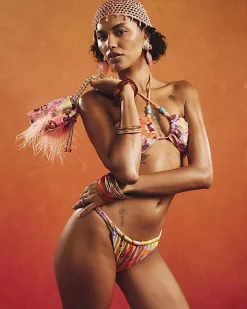 Orange Swirl Bandeau Bikini Top