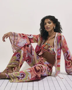 Orange Swirl Print Beach Trousers