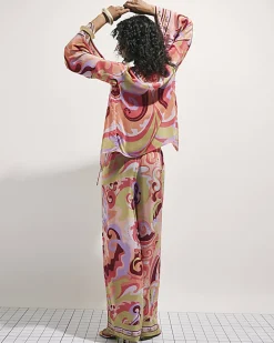 Orange Swirl Print Beach Trousers