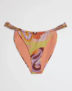 Orange Swirl Print Bikini Bottoms