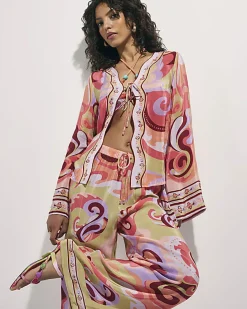 Orange Swirl Print Cover Up