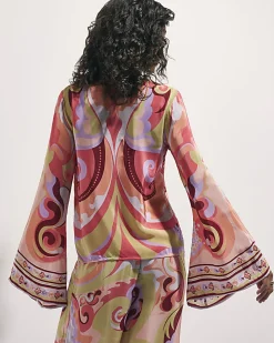 Orange Swirl Print Cover Up