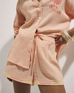 Orange Textured Beach Shorts