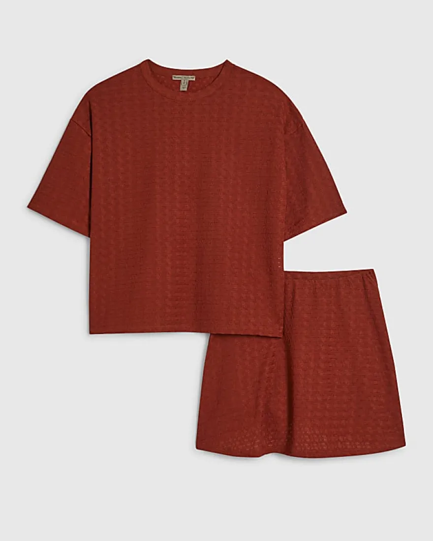 Orange T-Shirt And Skort Set