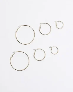 Pack of 3 Gold Mixed Hoop Earrings