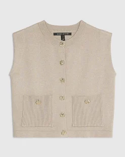 Petite Beige Knitted Waistcoat