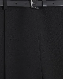 Petite Black Belted Straight Leg Trousers