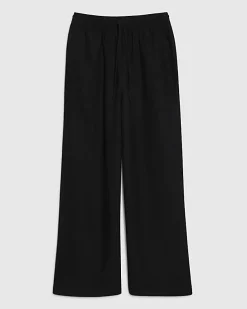 Petite Black Linen Blend Wide Leg Trousers