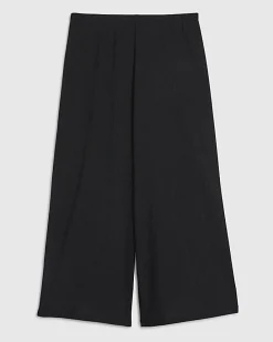 Petite Black Pull On Textured Culottes