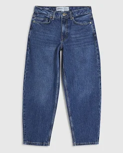 Petite Blue Barrel Leg Jeans