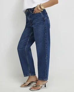 Petite Blue Barrel Leg Jeans