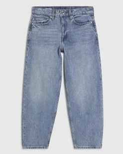 Petite Blue Barrel Leg Jeans