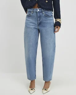 Petite Blue Barrel Leg Jeans