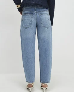 Petite Blue Barrel Leg Jeans