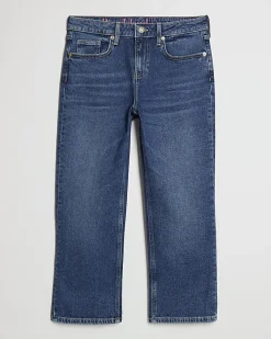 Petite Blue Cropped Kick Flare Jeans