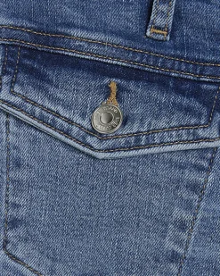 Petite Blue Double Yoke Relaxed Flare Jeans
