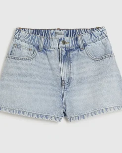 Petite Blue Elasticated A Line Denim Shorts