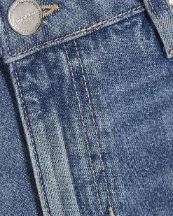 Petite Blue Elasticated Back Wide Leg Jeans